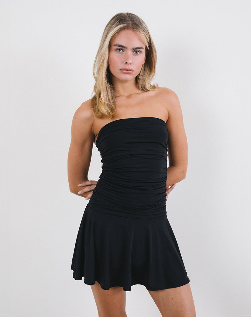 Minivestido bandeau Yasmin en negro fino