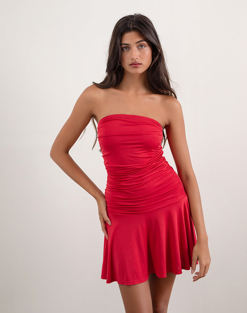 Minivestido Yasmin Bandeau en Slinky Red
