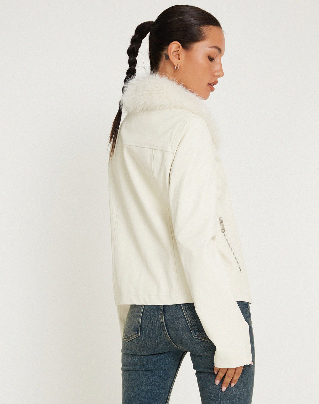 Chaqueta con cremallera Yindo en PU Blanco