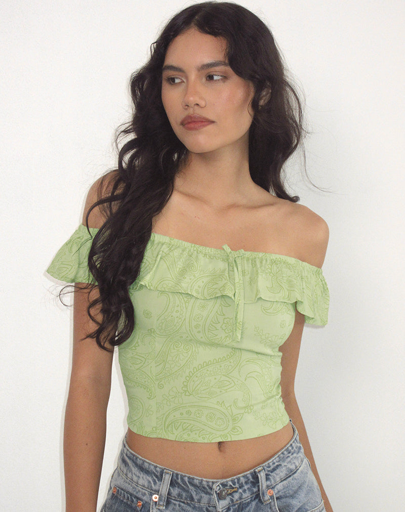 Imagen de Yokai Bardot Top en Paisley Retro Lima