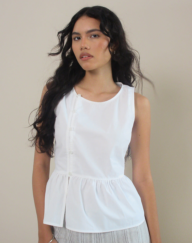 Imagen de la blusa Yoko de popelina blanca