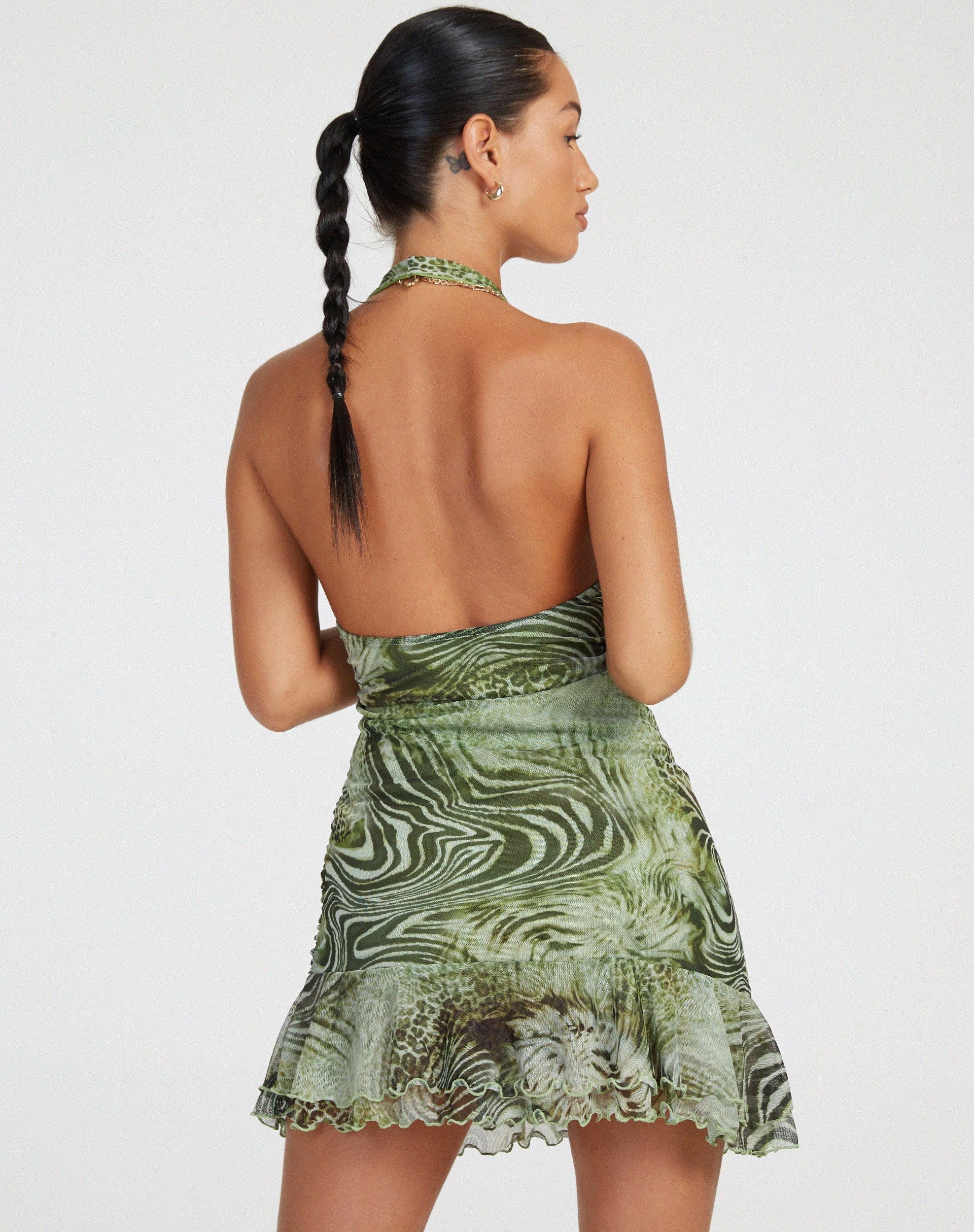 imagen de Yubila Mini Dress in Mesh Cheetah Green