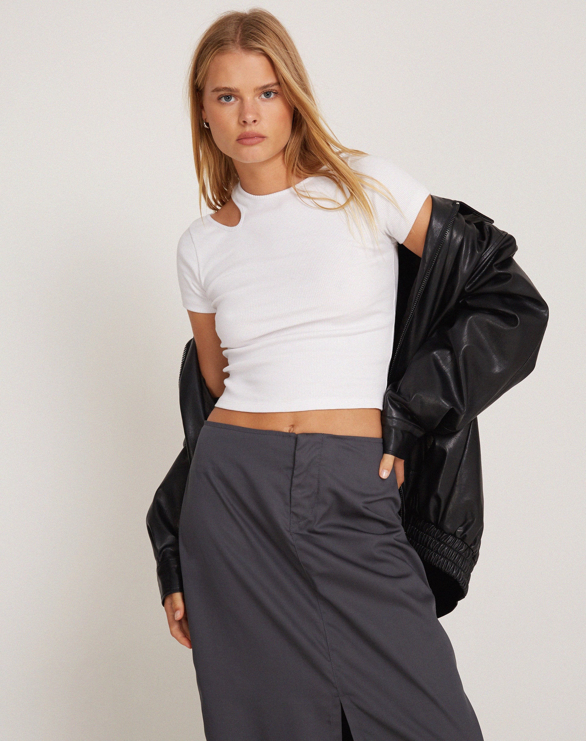 Imagen de Yuji Cutout Top en canalé blanco