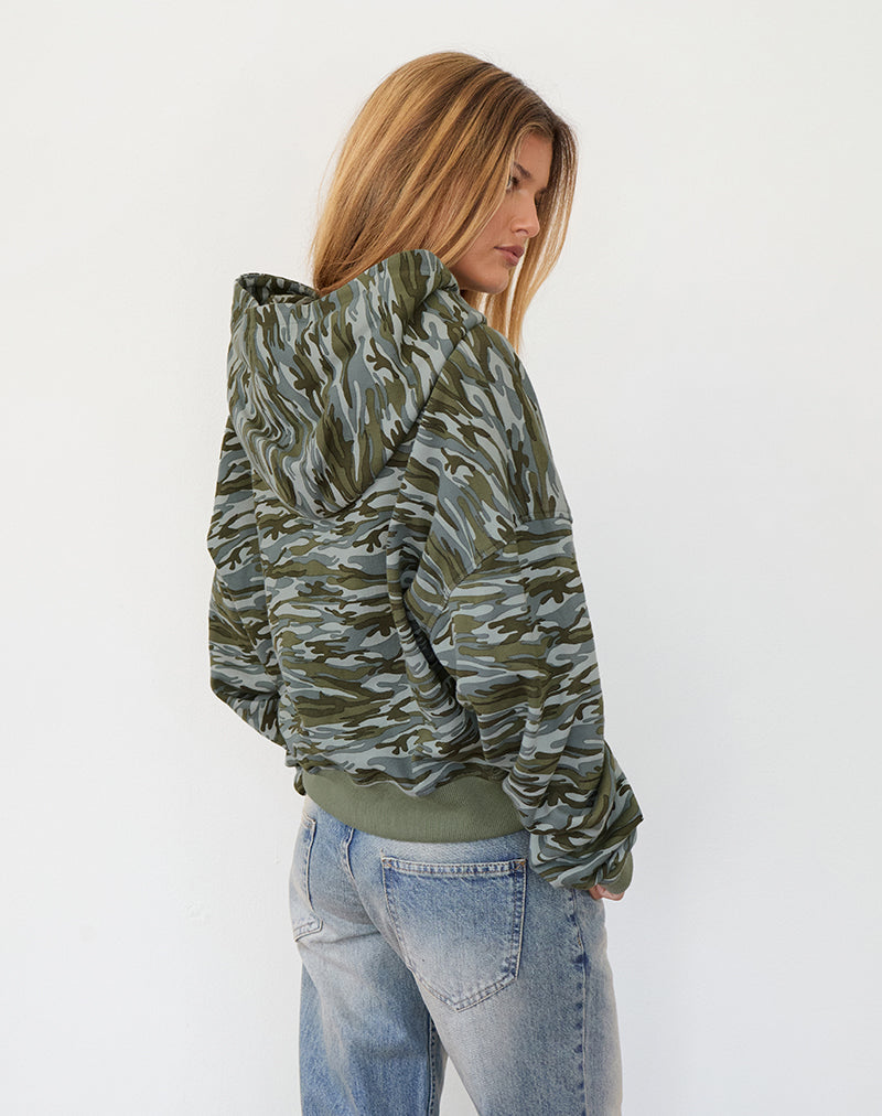 Imagen de Yukadi Zip Through Hoodie in Camouflage Green