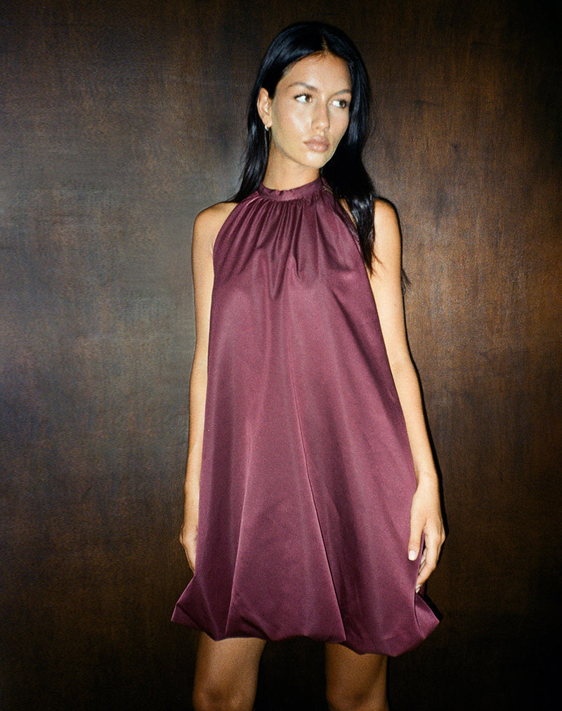Imagen del minivestido Yusna Puffball en Dark Berry