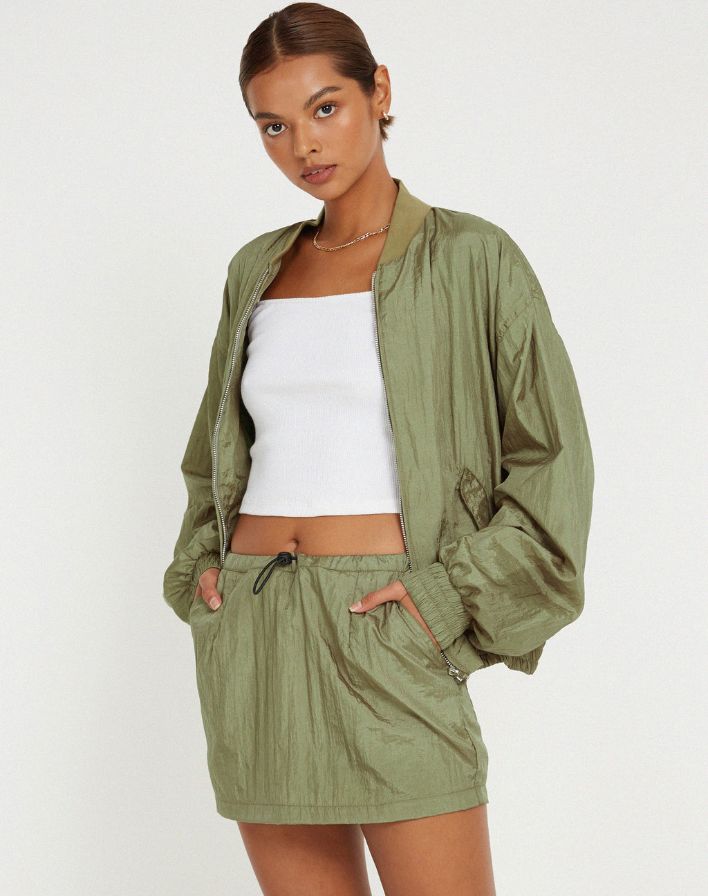 Chaqueta Yuu Shell Verde Plata