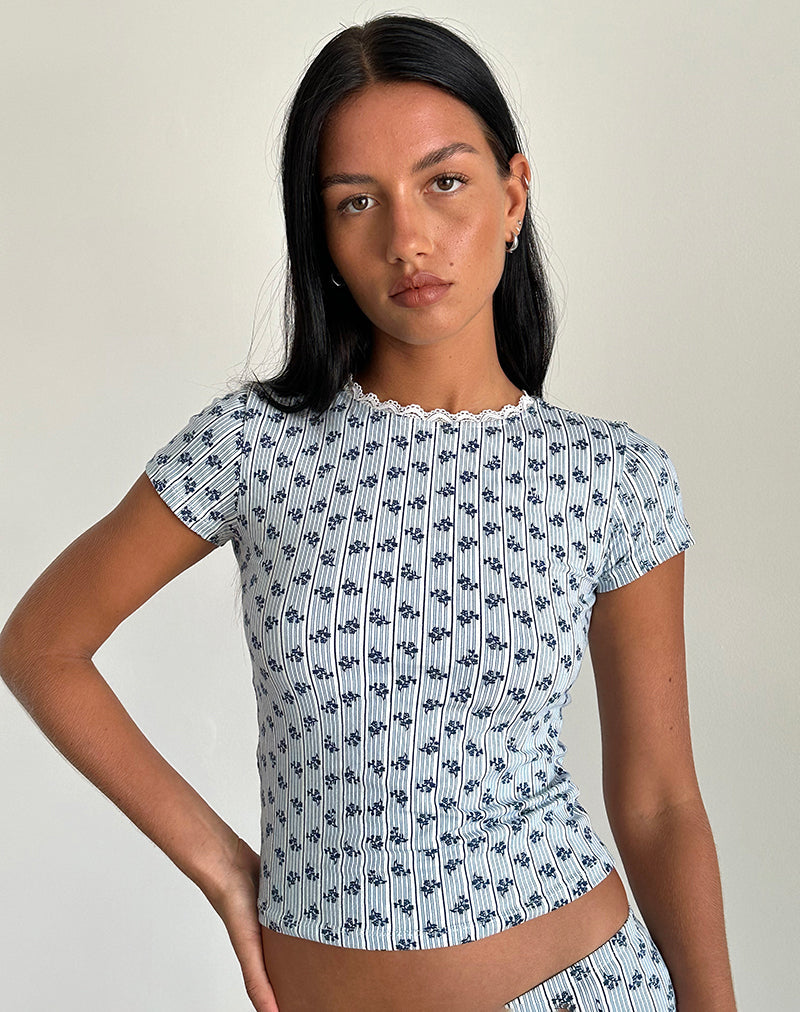 Camiseta Zagy de rayas florales