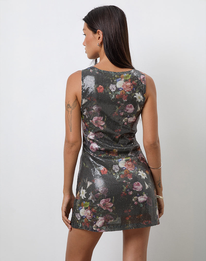 Imagen de Zahira Mini Vestido de Lentejuelas Flor Vintage