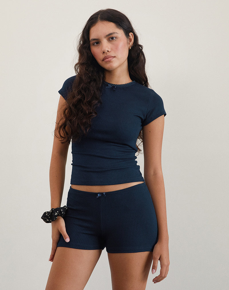 Imagen de Zana Top de canalé en azul marino