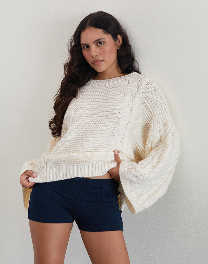 Pantalón corto Ritulia Ribbed Micro en azul marino