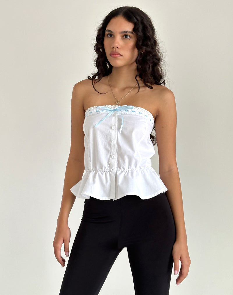 imagen de Zar Ribbon Tube Top en Blanco