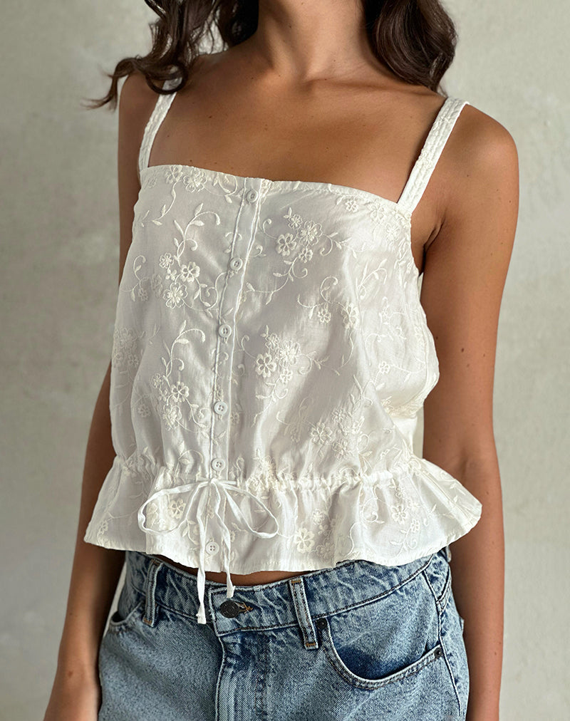Top Zaraku en Fresia Broderie Marfil