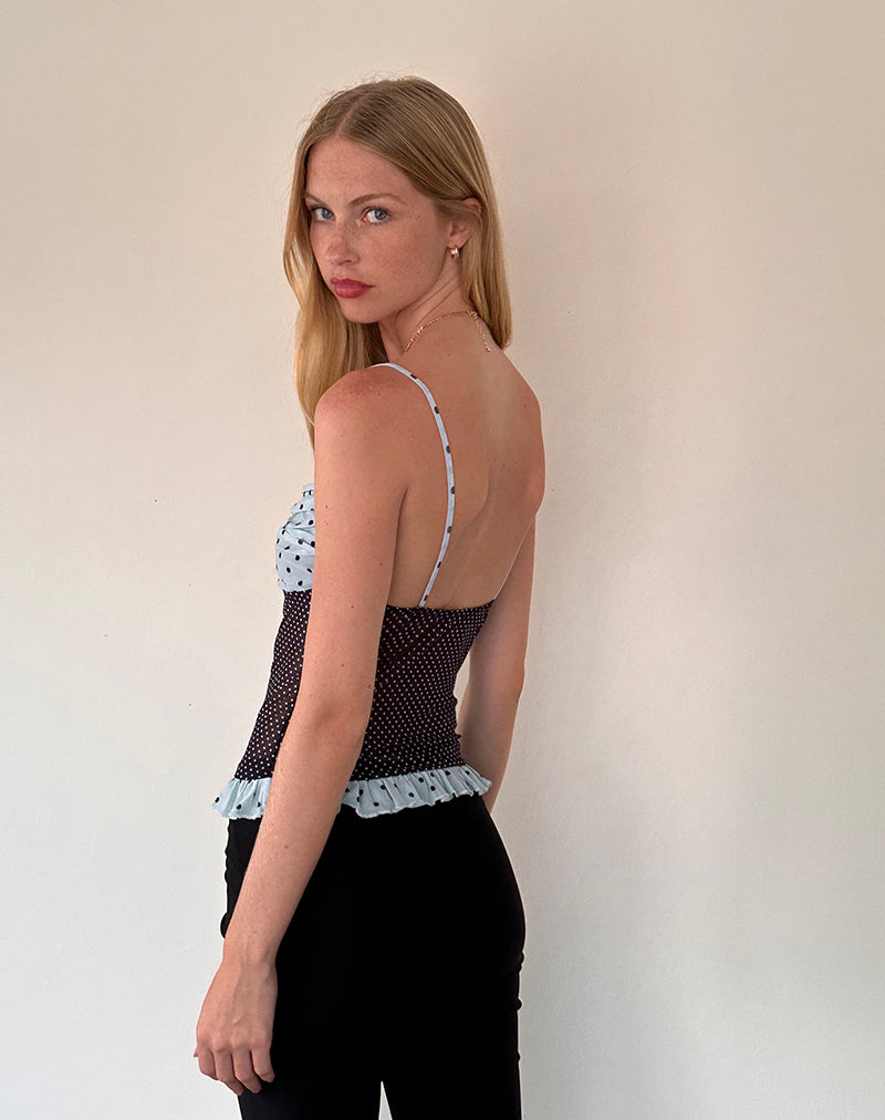 Imagen de Zeina Cami Top en Azul Negro Basic Polka