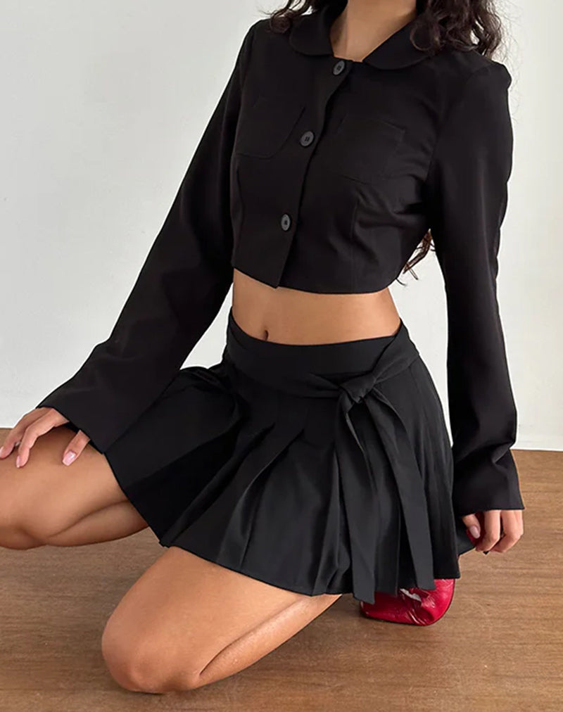 Minifalda plisada Zekira en negro