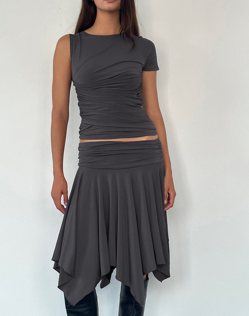 Imagen de Zera Asymmetric Ruched Top en Gris