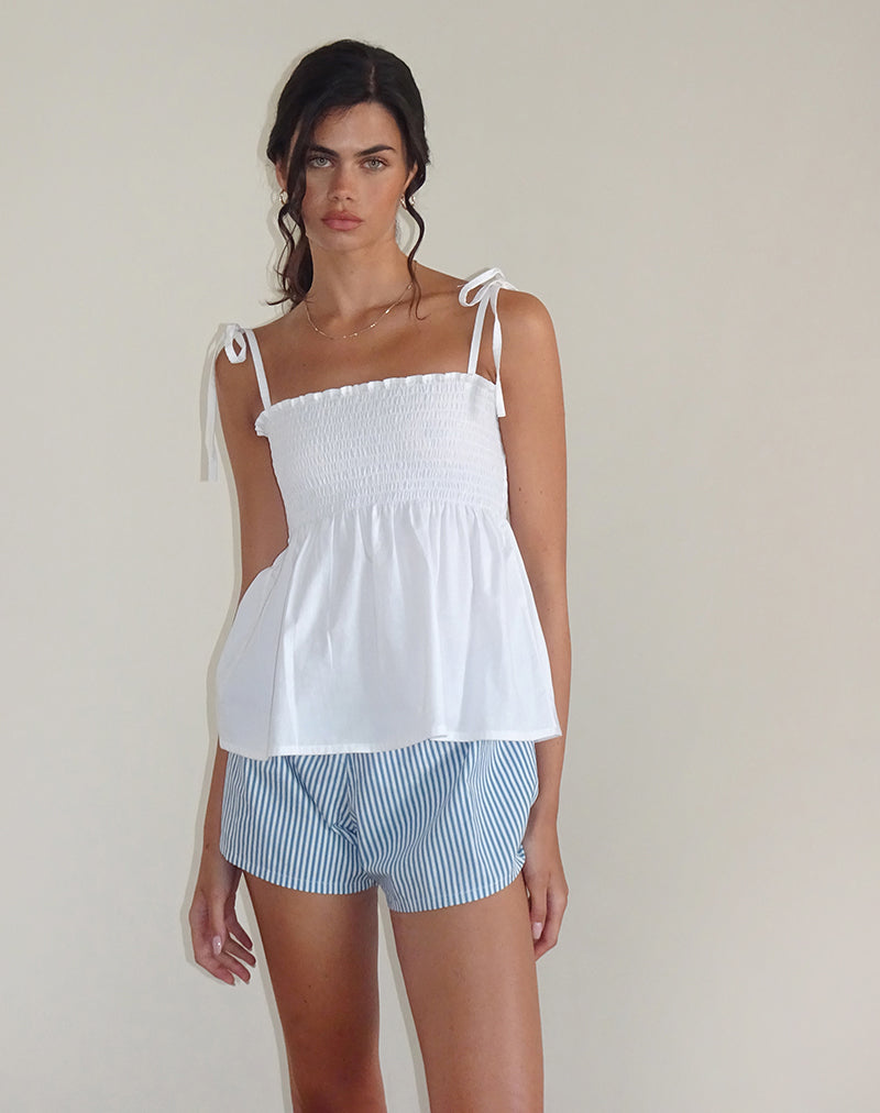 Cami Top con Tirantes Zerah en Popelín Blanco