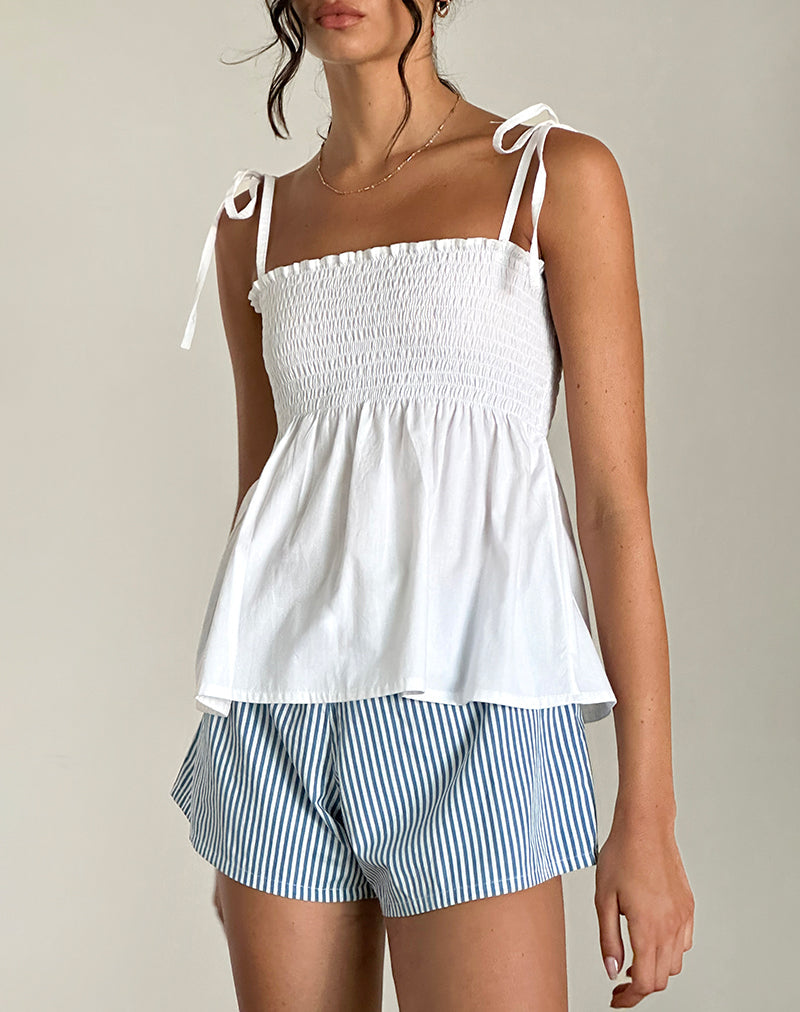 Cami Top con Tirantes Zerah en Popelín Blanco
