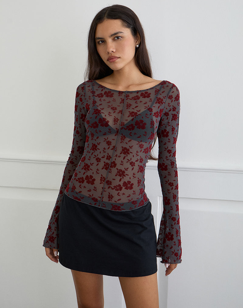 Imagen de Zerlin Top en Garden Floral Azul Gris