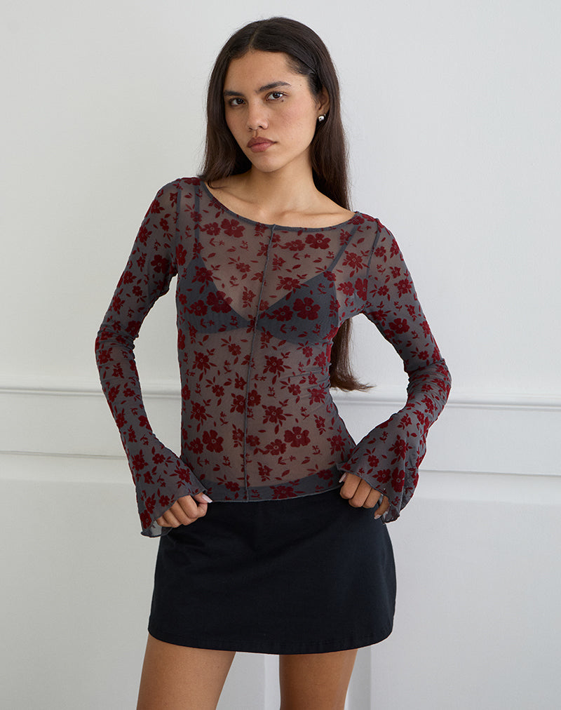 Imagen de Zerlin Top en Garden Floral Azul Gris