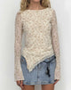 imagen de Zest Mesh Long Sleeve Top en beige con flocado tostado claro