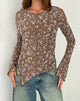 Imagen de Zest Top de malla de manga larga en Botanist Flock Dark Taupe