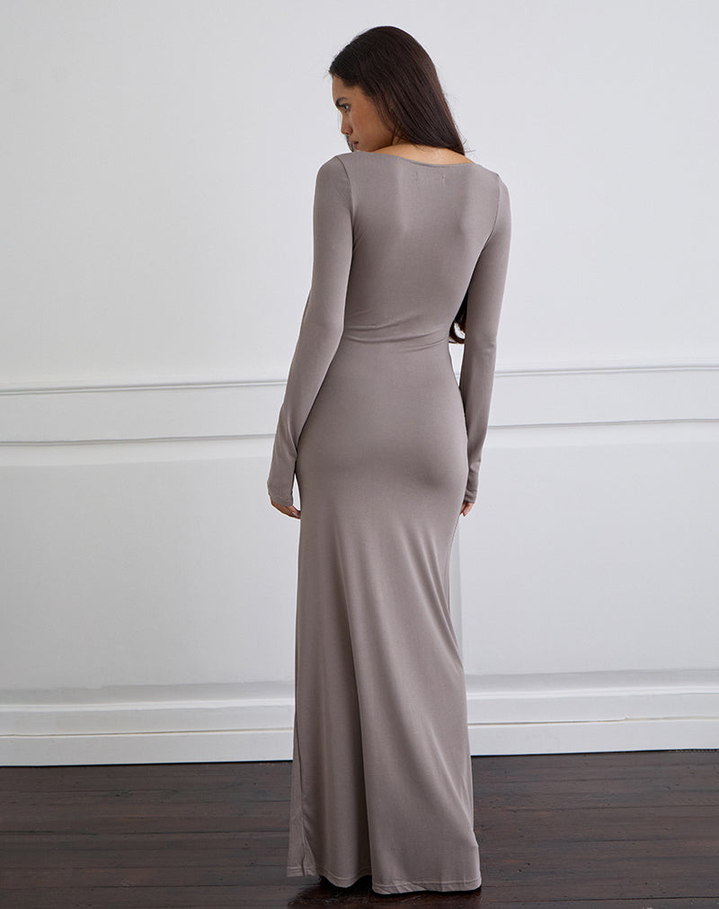 Imagen de Zeya Maxi Dress in Cupro Taupe Grey