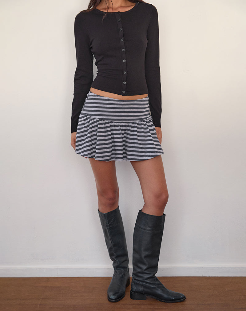 Minifalda Zibah de rayas grises y negras