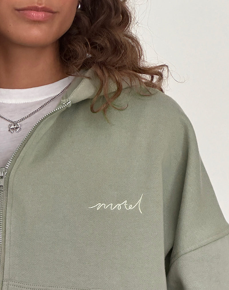 Imagen de Jersey con cremallera en London Fog con bordado 'MOTEL' en marfil