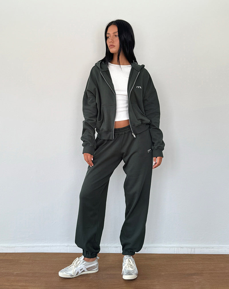 Image of Sudadera con capucha y cremallera en Beluga con bordado M gris claro