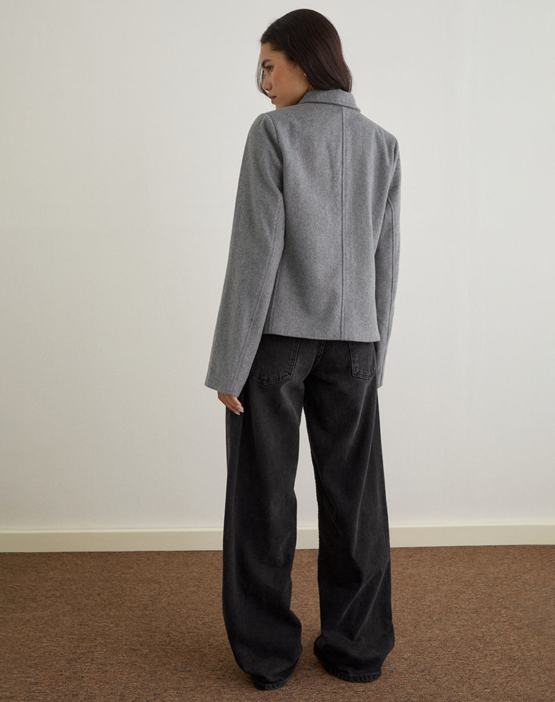 Imagen de Ziya Chaqueta abotonada con cuello de lana Gris