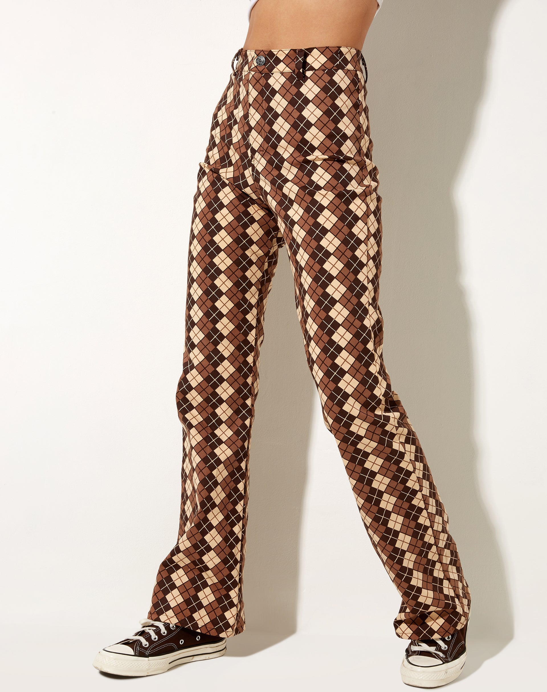 Imagen de Zoven Flare Trouser en Argyle Marrón