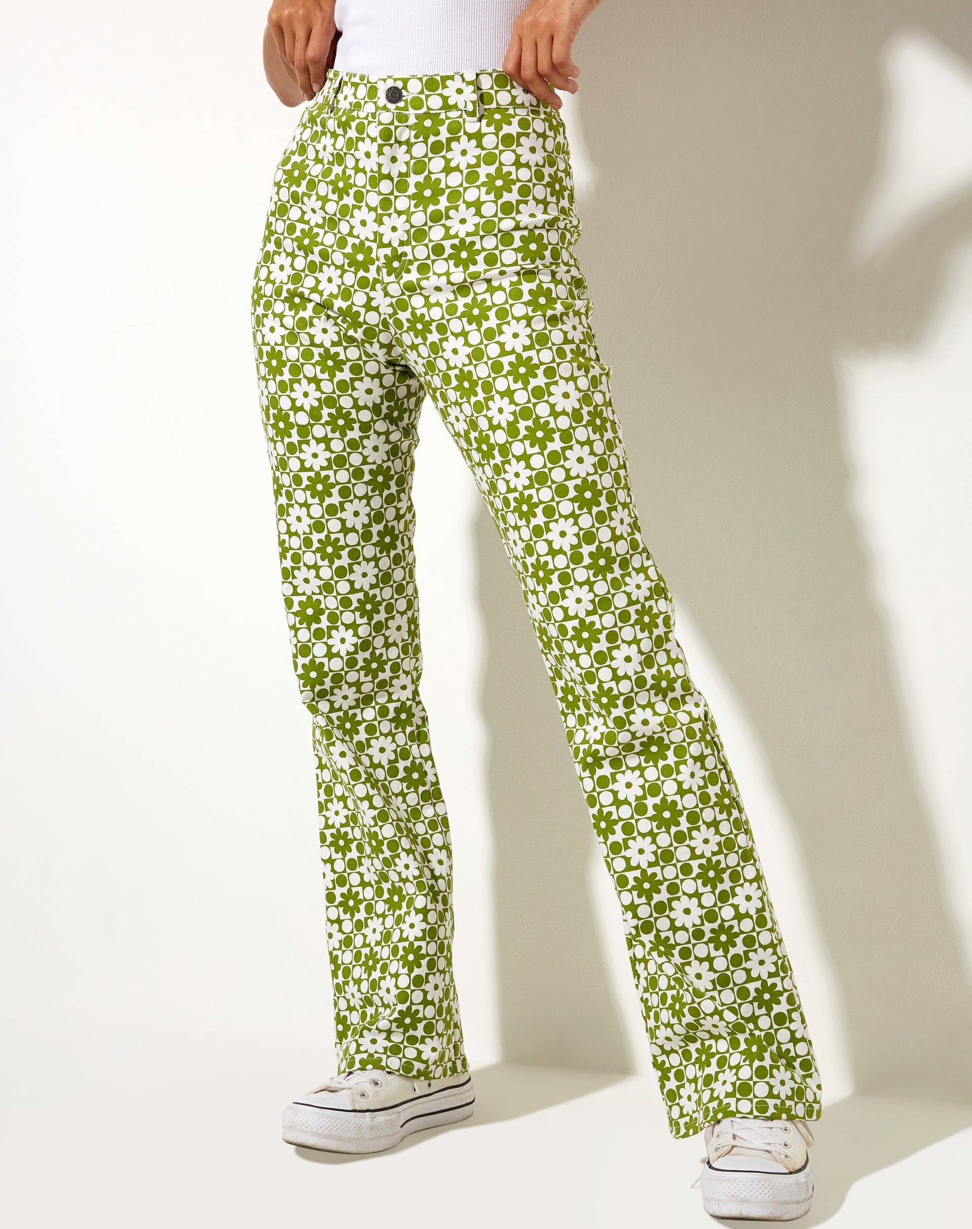 Imagen de Zoven Pantalones en Patchwork Daisy Green