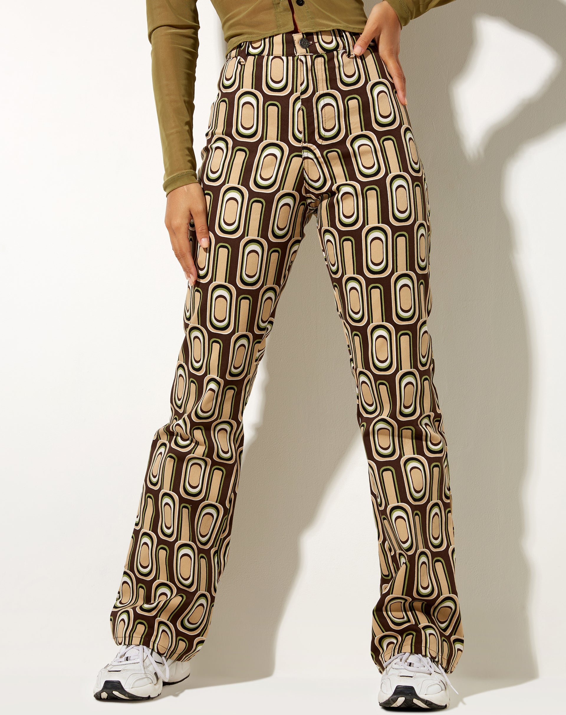 Imagen de Zoven Flare Trouser in Retro Spot Brown
