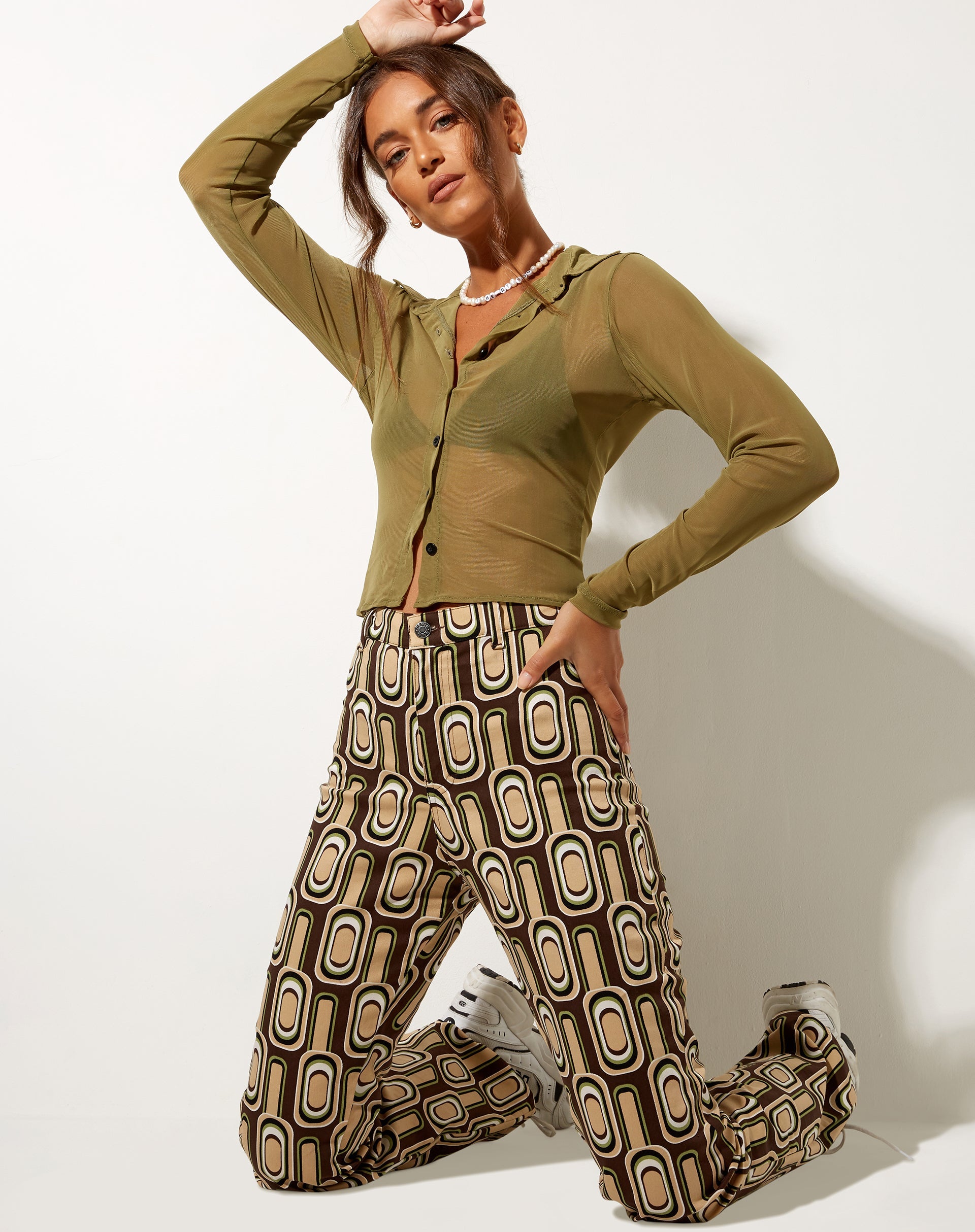 Imagen de Zoven Flare Trouser in Retro Spot Brown