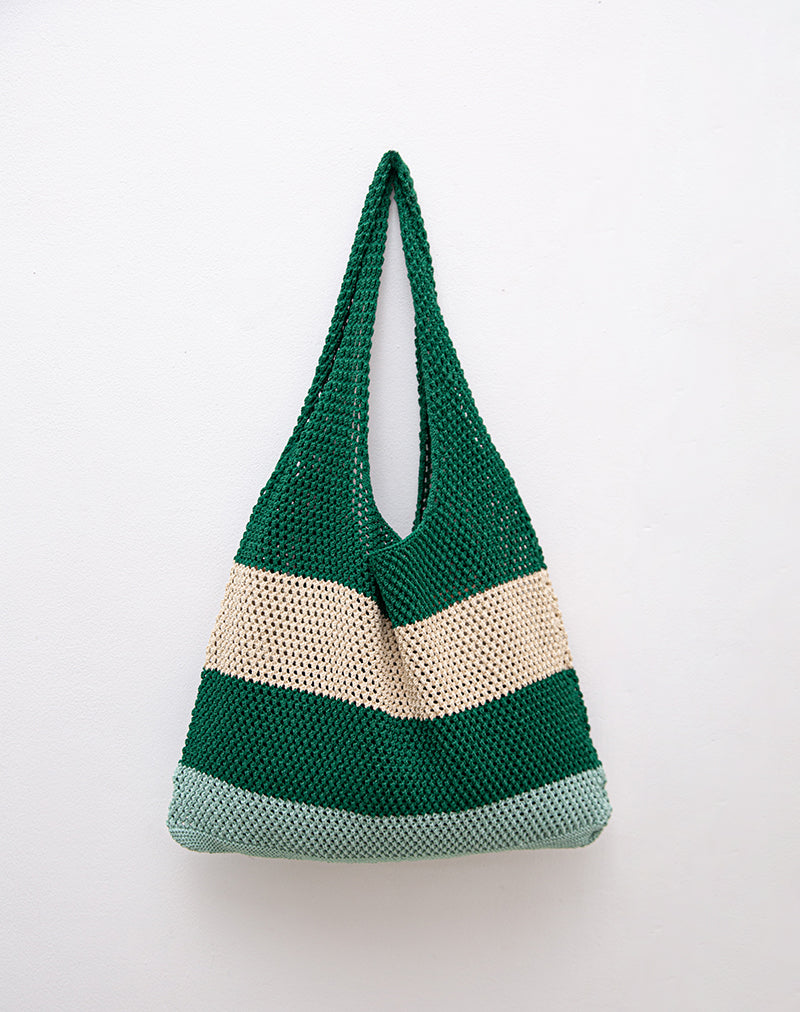 Imagen de Bolso de punto Zuni en raya verde azul