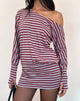 Imagen de Zylina Mini Dress in Burgundy and Grey Classic Stripe