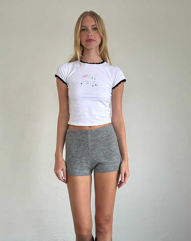 Imagen de Zyzy Tee in White with Sheep Print