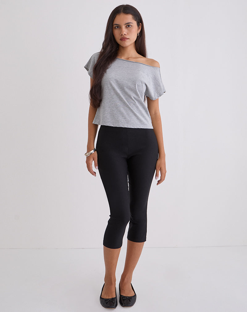 Imagen de Asla Cropped Capri Trouser in Stretch Tailoring Negro