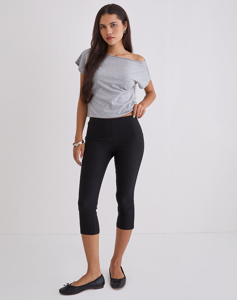 Asla Cropped Capri Trouser de sastrería elástica Negro