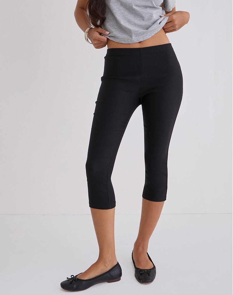 Asla Cropped Capri Trouser de sastrería elástica Negro