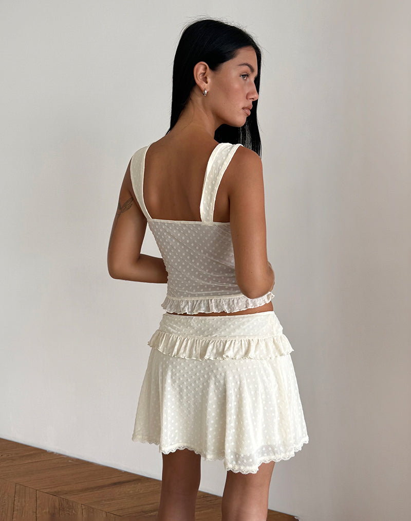 imagen de Gastri Minifalda en Polka Flock Marfil