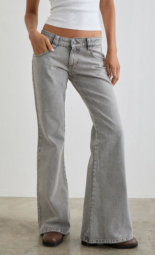 Pantalón de campana acampanado de tiro bajo