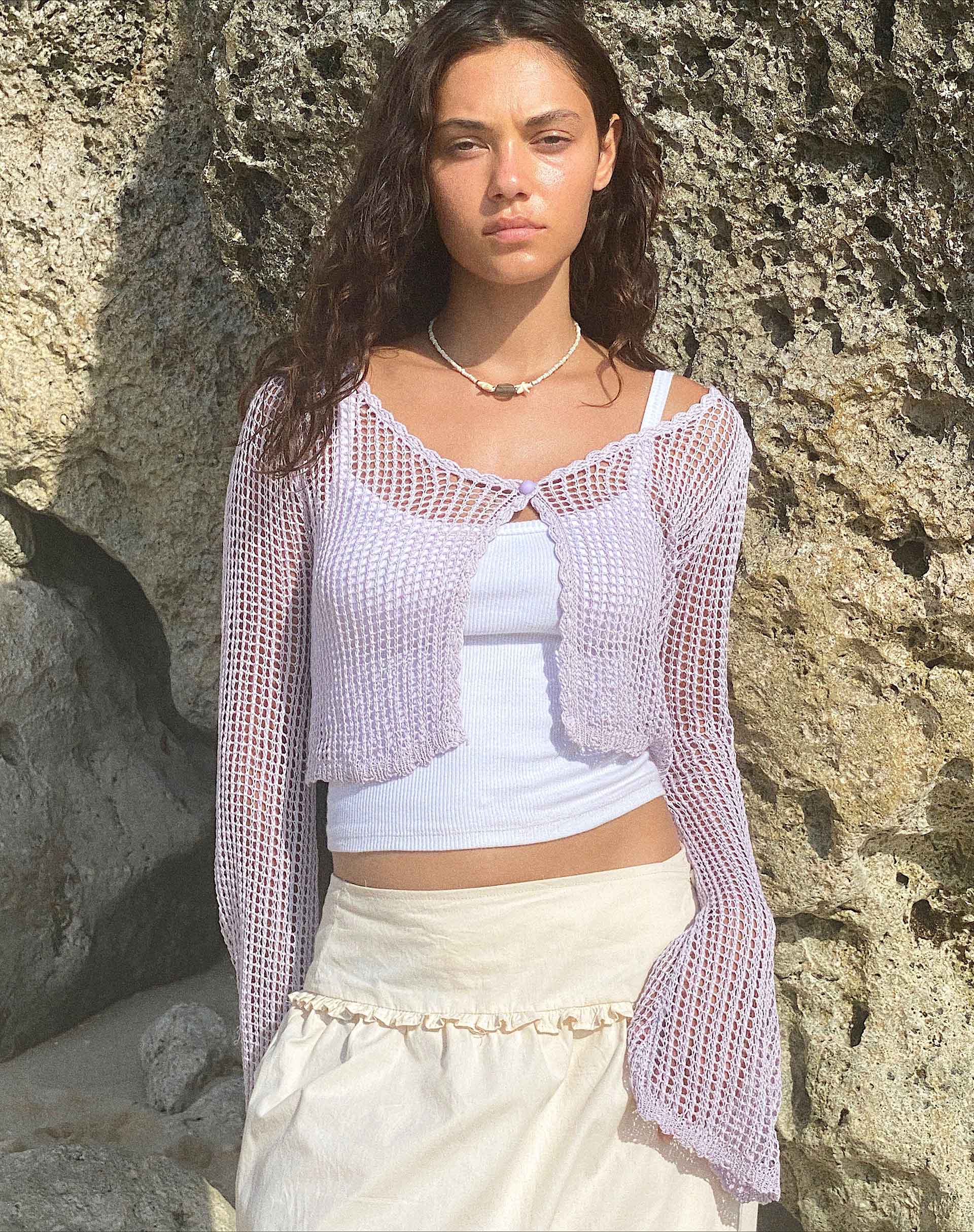 Imagen de Septa Cropped Knit Cardigan en Lila