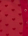 Malla flocada corazón rojo