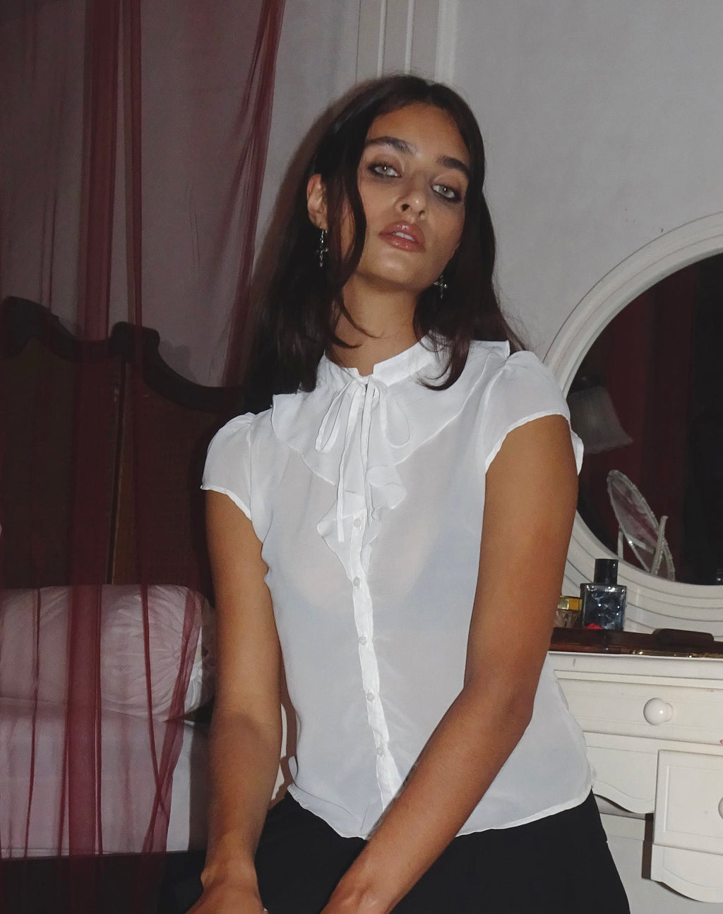 Blusa Lada de gasa blanca