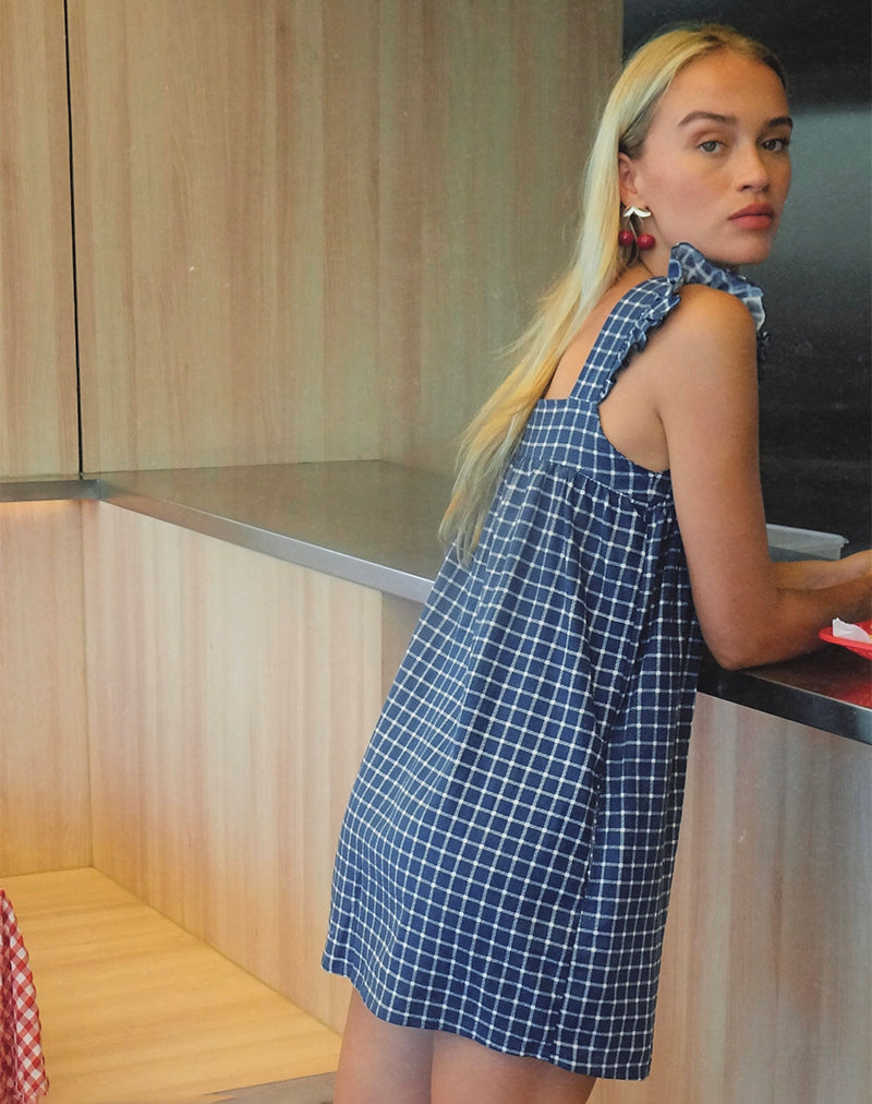 Imagen de Sanaly Mini Dress in Navy Tartan Rami