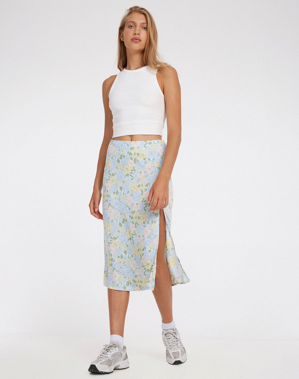 Falda Seko Midi en Floral Pastel Lavado