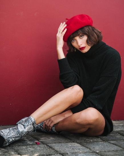 Imagen de Neve Jumper Dress in Rib Knit Negro