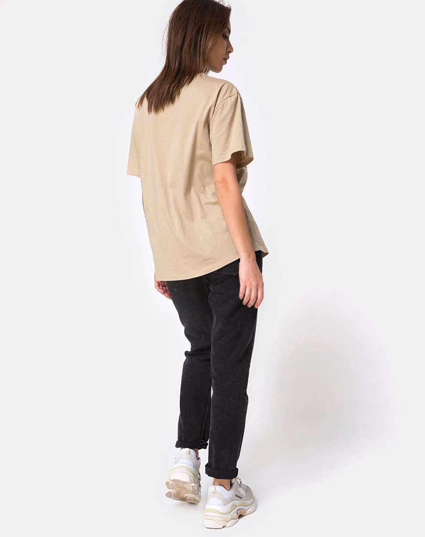 Imagen de Oversize Basic Tee in Tan with Angel Embroidery