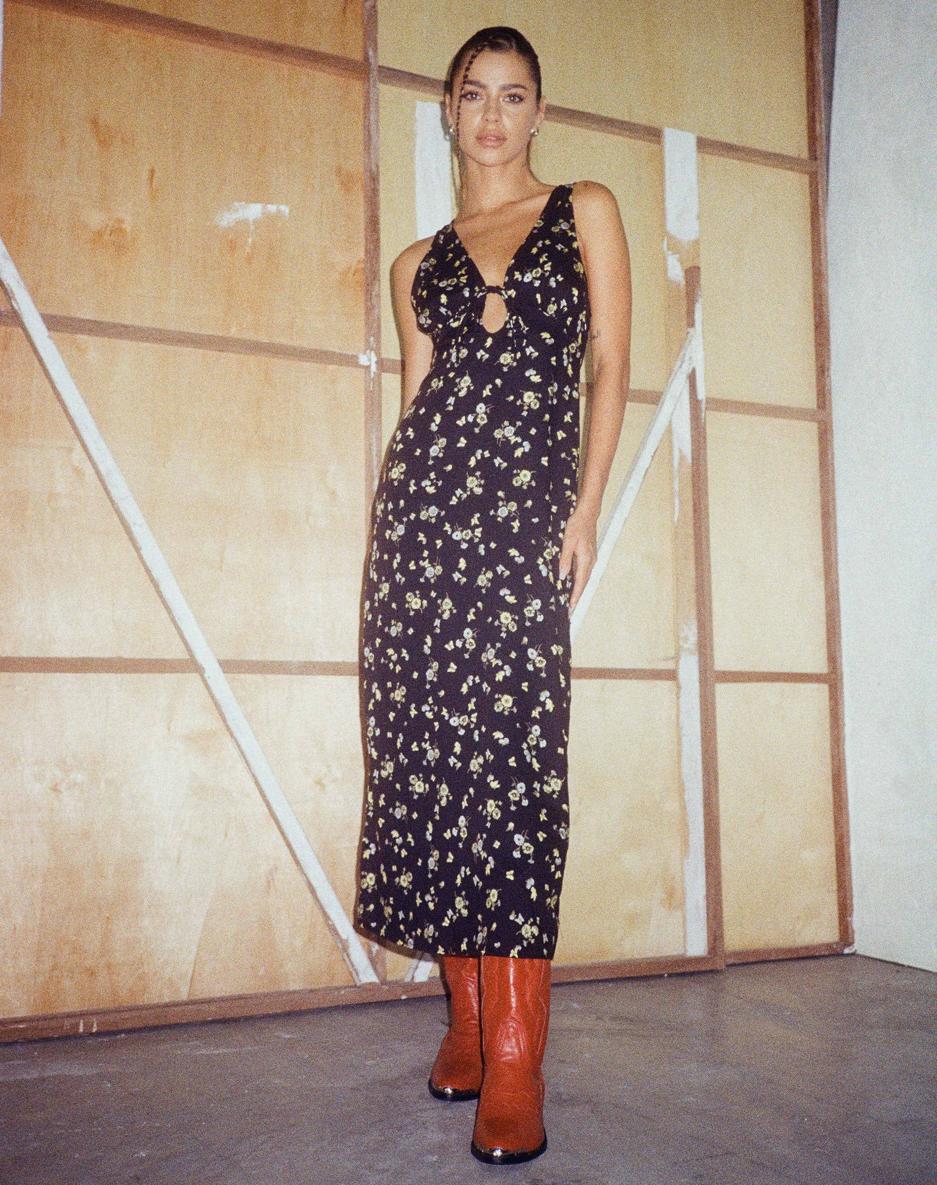 imagen de Fiaso Midi Dress in Lemon and Lime Black